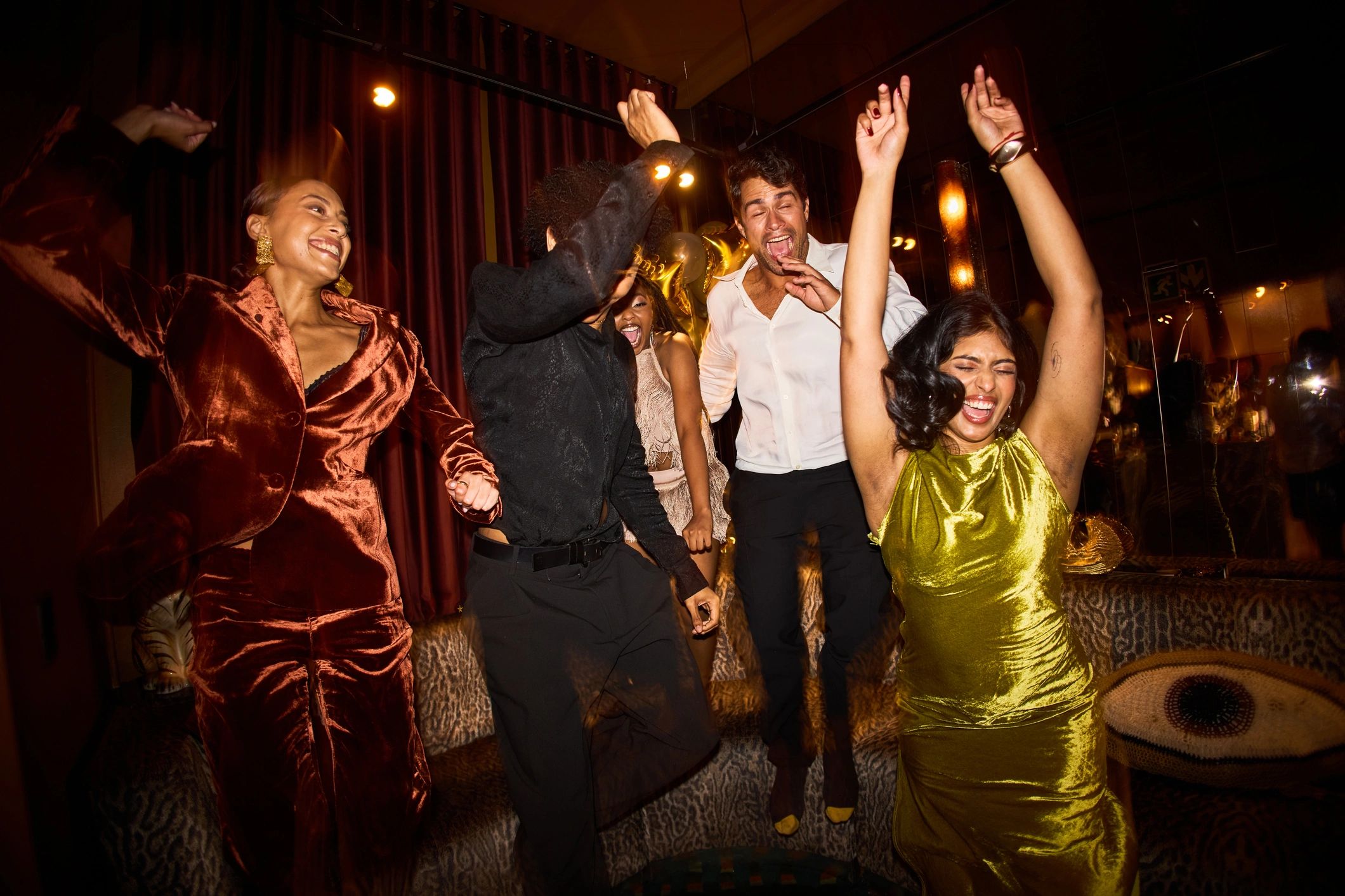 Guests celebrating together at a vibrant event